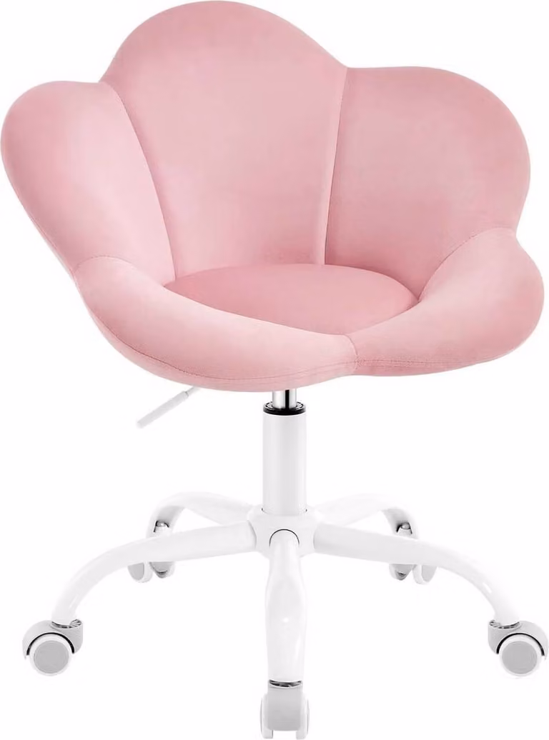 Sedia da scrivania per bambini WOLTU, sedia da ufficio, ergonomica, regolabile in altezza, in velluto: Colore rosa chiaro: Rosa chiaro