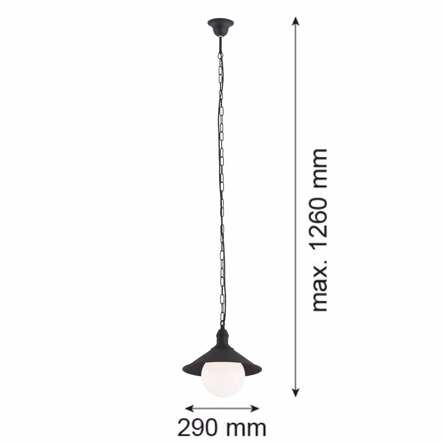 Lampada a sospensione da esterno Enduro, nero, acciaio, vetro, IP44, E27 Enduro Argon, dimmerabile, Nero, Metallo