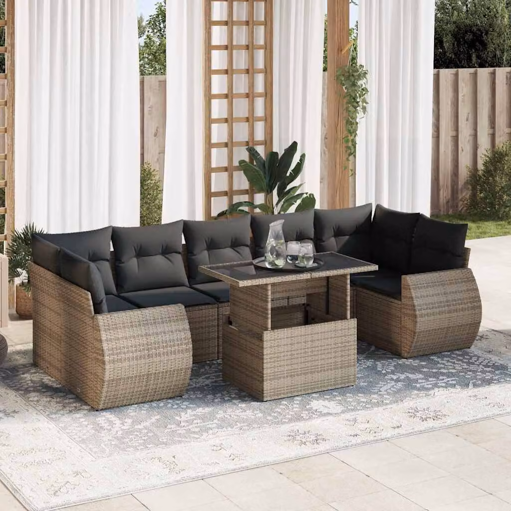 Maison Exclusive - Set Divano da Giardino 8 pz con Cuscini Grigio in Polyrattan