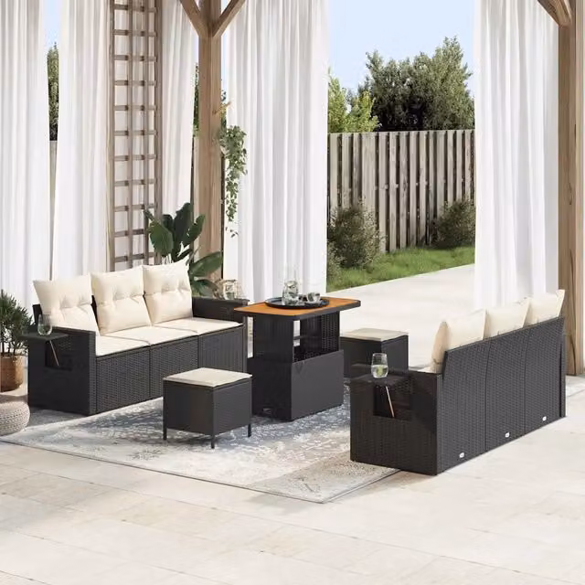 Set Divano da Giardino Nero polyrattan 3361700