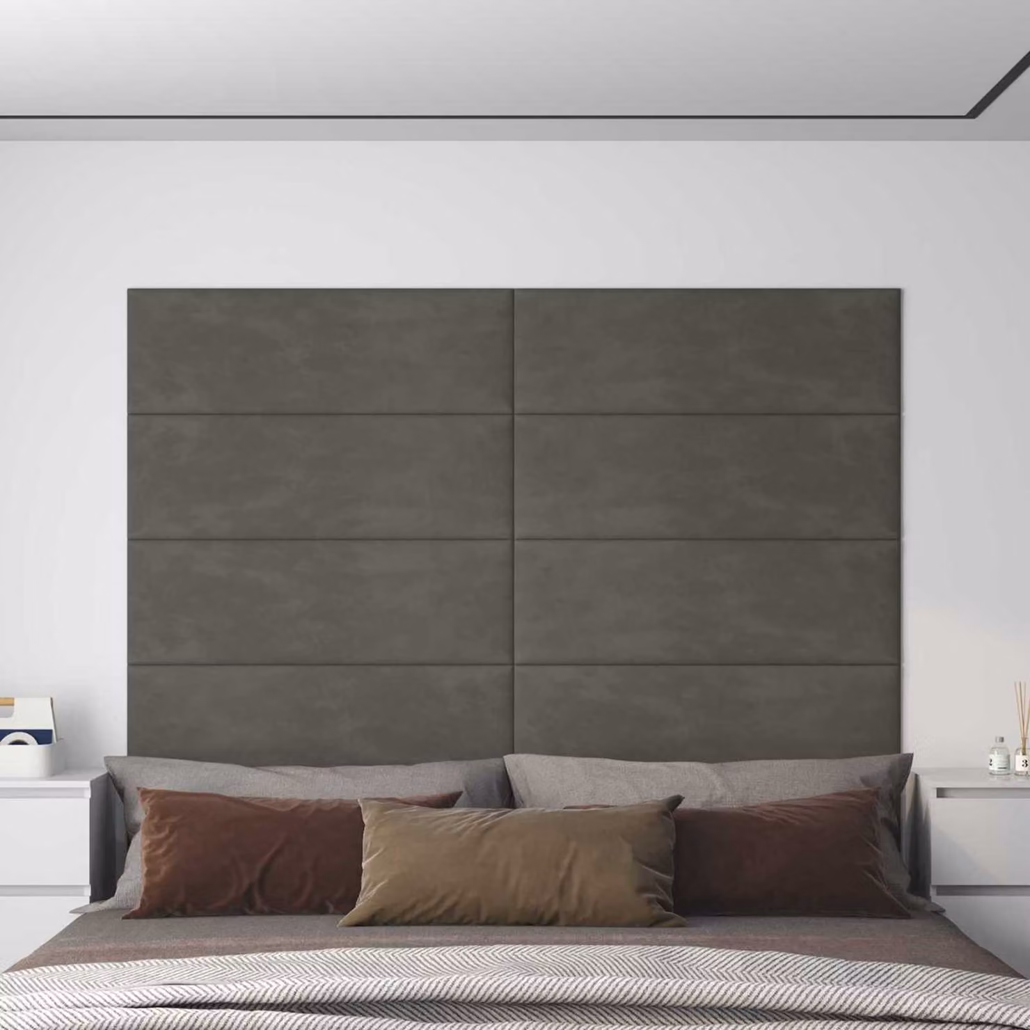 vidaXL Testiera da Parete in Velluto Grigio Scuro, Set di 12 Pannelli Imbottiti Moderni