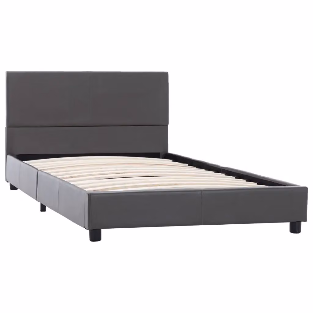 Letto singolo moderno per adulti in similpelle grigia L/P/H: 90 x 200 x 65 cm – 2