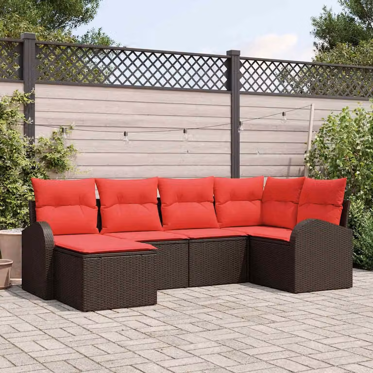 Maison Exclusive - Set da giardino composto da 6 pezzi. Colore: marrone. Materiale: rattan sintetico (poly rattan)