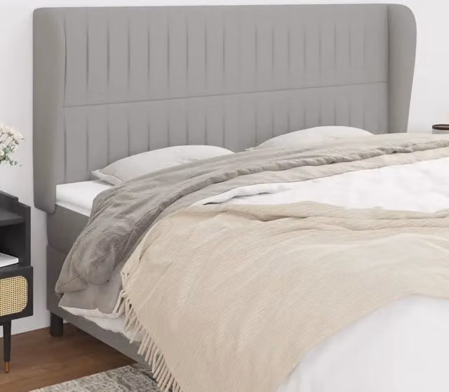 Testiera ad Orecchio-Testata con Orecchie Grigio Chiaro 183x23x118/128 cm in Tessuto 534999
