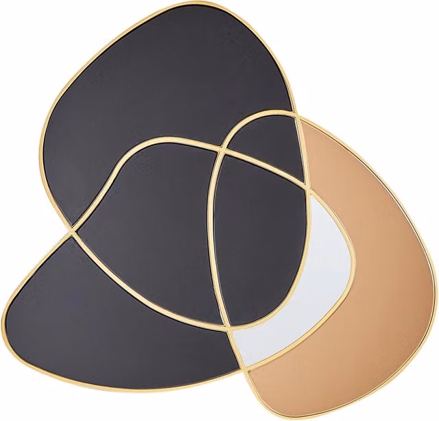Specchio da parete BELIANI in vetro e legno con cornice in stile Art Deco nero e oro, forma organica irregolare, L: 99 cm, H: 89 cm