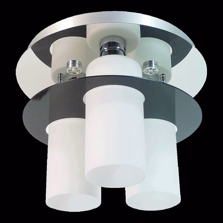 Plafoniera MACAO 3xE27/40W+3xLED3W, argento/bianco opale, Ø: 40 H: 31 cm, attacco E27