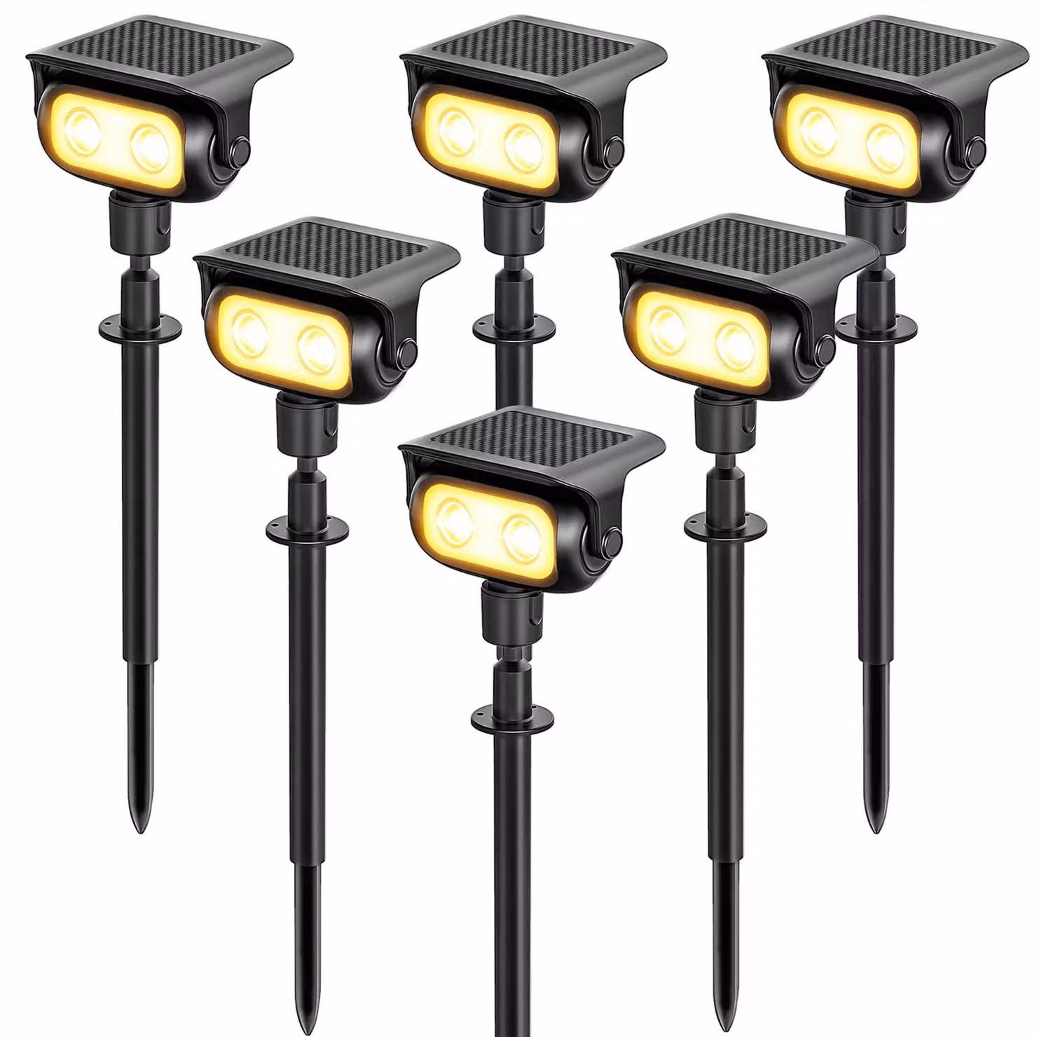 6 faretti solari a LED, 200 lumen, grado di protezione IP65 (resistenti all'acqua)