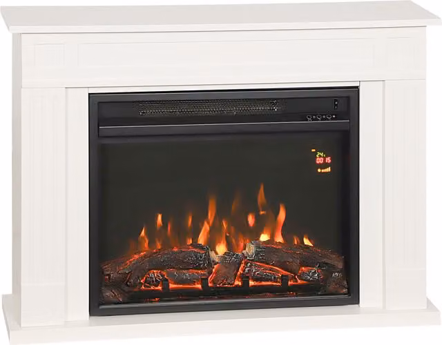 Camino Elettrico HOMCOM con 12 Colori di Fiamma e 5 Livelli di Luminosità, Telecomando e Timer, Bianco e Nero, L 98 x P 23,5 x H 69,5 cm – 1