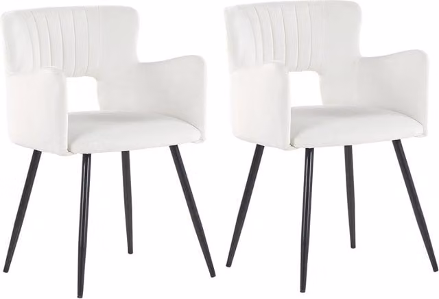 Set di 2 sedie da pranzo BELIANI in velluto bianco con braccioli e gambe in metallo stile industriale moderno