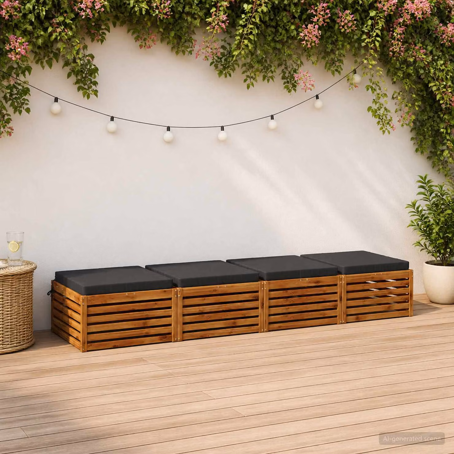 Set di 4 cuscini per sedia vidaXL in poliestere con imbottitura in schiuma, forma quadrata, colore grigio antracite