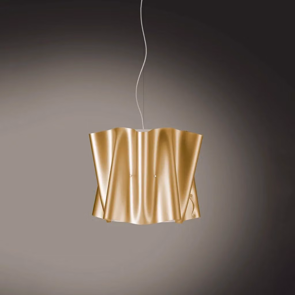 Lampada a sospensione moderna Folio Polilux Linea Zero in metallo cromo e oro con attacco E27, Diametro: 40 cm – 2
