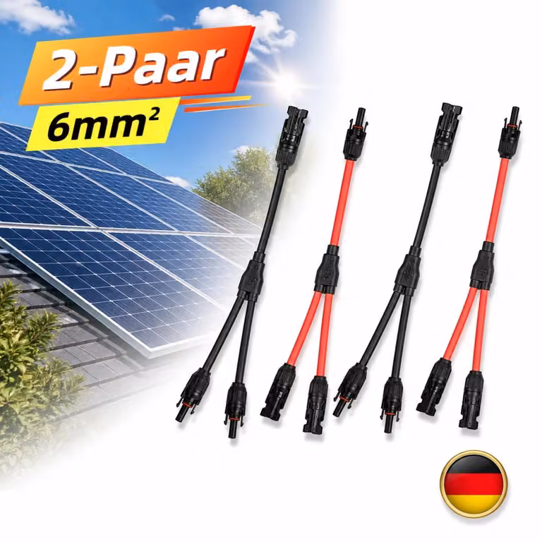 Connettori MC4 per pannelli solari, 2 pezzi. Distributore per cavi solari, connettore da 6 mm. Grado di protezione IP68, impermeabile