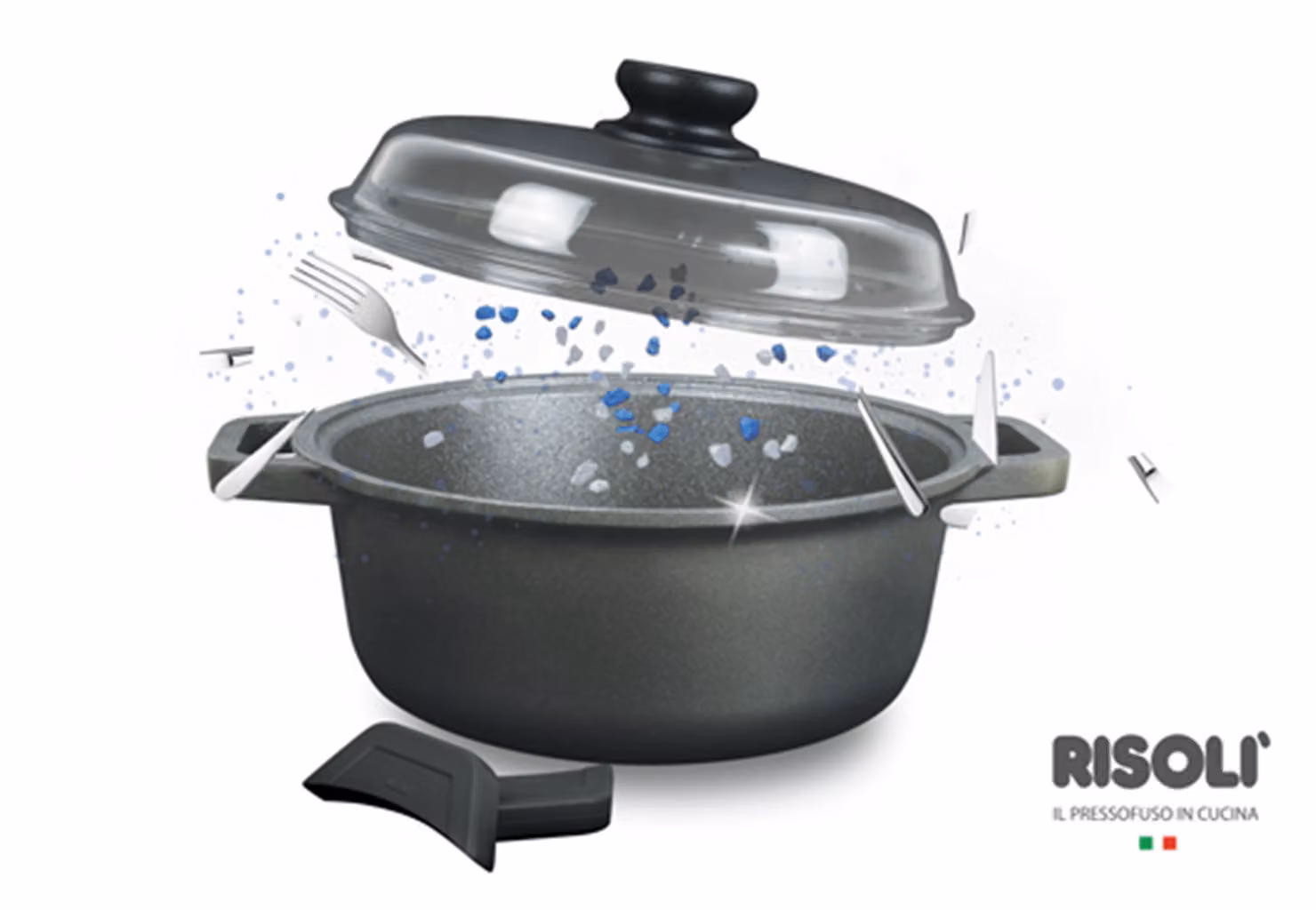 Casseruola Black Plus in alluminio pressofuso con coperchio e due maniglie con presine, diam. 28cm