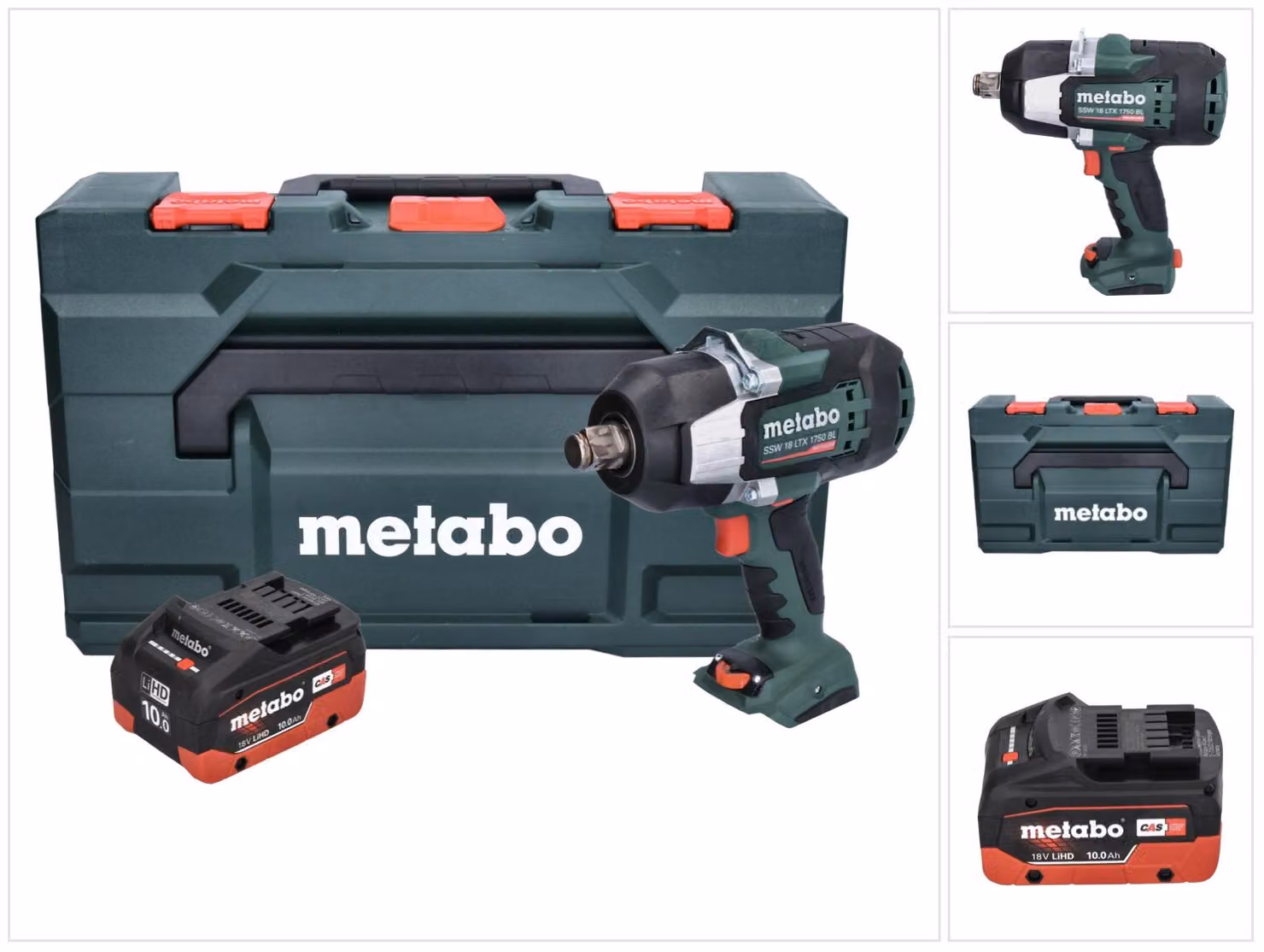Metabo SSW 18 LTX 1750 BL avvitatore a impulsi a batteria 18 V 1750 Nm 3/4" brushless + 1x batteria ricaricabile 10,0 Ah + metaBOX - senza caricatore