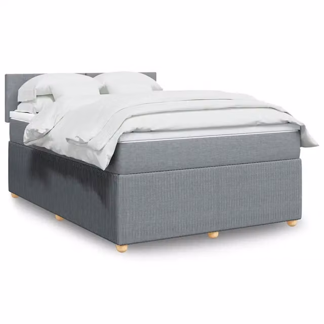 Letto Ibrido vidaXL con Giroletto a Molle e Materasso Grigio Chiaro e Bianco L/P/H: 190 x 140 x 100,5 cm