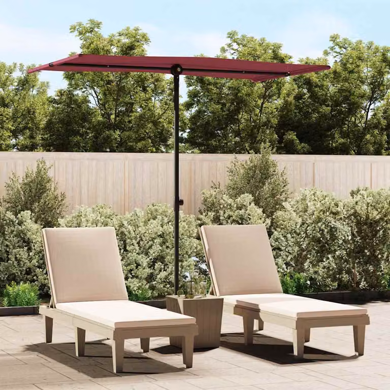 Ombrellone da Giardino vidaXL con Palo in Alluminio e Copertura in Poliestere, L: 180 cm, P: 110 cm, Colore Rosso