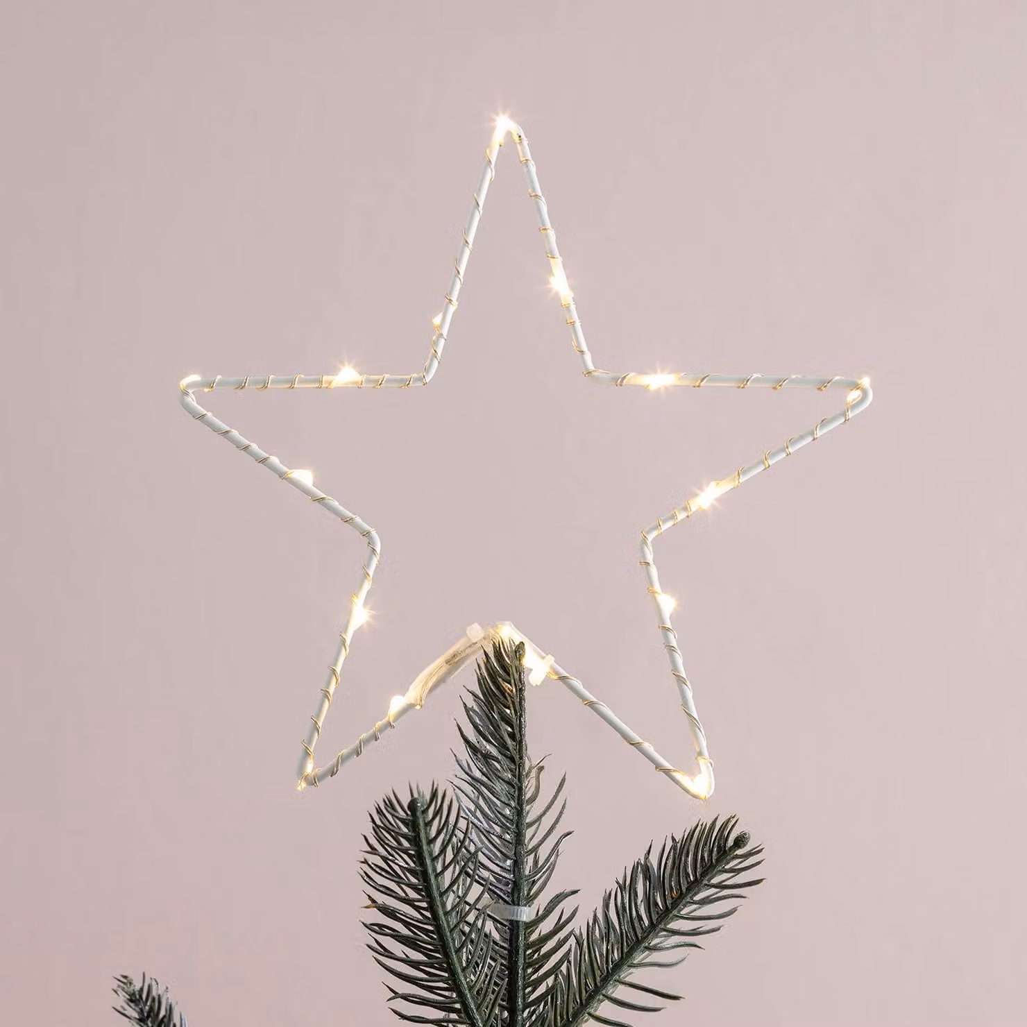 Decorazione luminosa a LED per l'albero di Natale, colore bianco caldo, 20 cm, con timer
