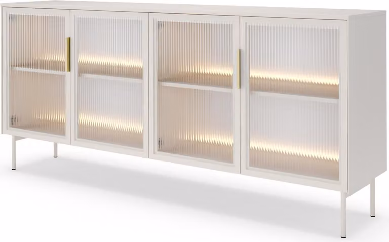 Credenza FURNLUX Lumi Beige e Oro 181 cm / Colore principale: beige / Dimensioni: 181 x 83 x 39 cm
