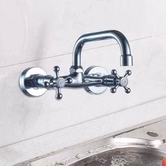 Dispositivo di Regolazione della Pressione per Doccia a Due Maniglie con Manopola a 180° per Acqua Calda e Fredda