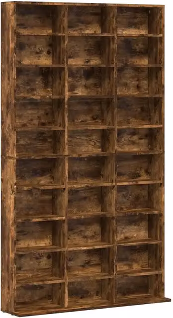 Mobile porta CD multifunzionale per soggiorno e ufficio in legno composito color rovere affumicato L: 102 cm, P: 23 cm, H: 177,5 cm – 1