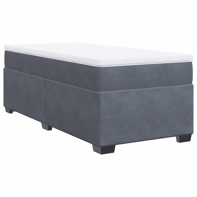 Letto singolo | Letto per adulti | Giroletto a Molle con Materasso Grigio Scuro 90x190 cm Velluto