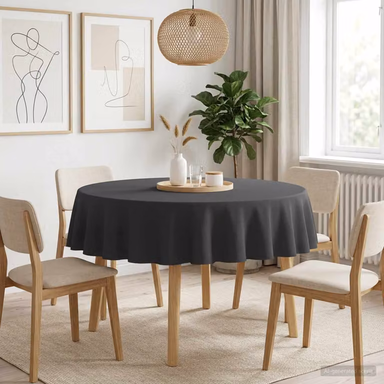 Set di 5 tovaglie rotonde vidaXL in poliestere, colore grigio antracite, Ø 160 cm, idrorepellenti e lavabili in lavatrice