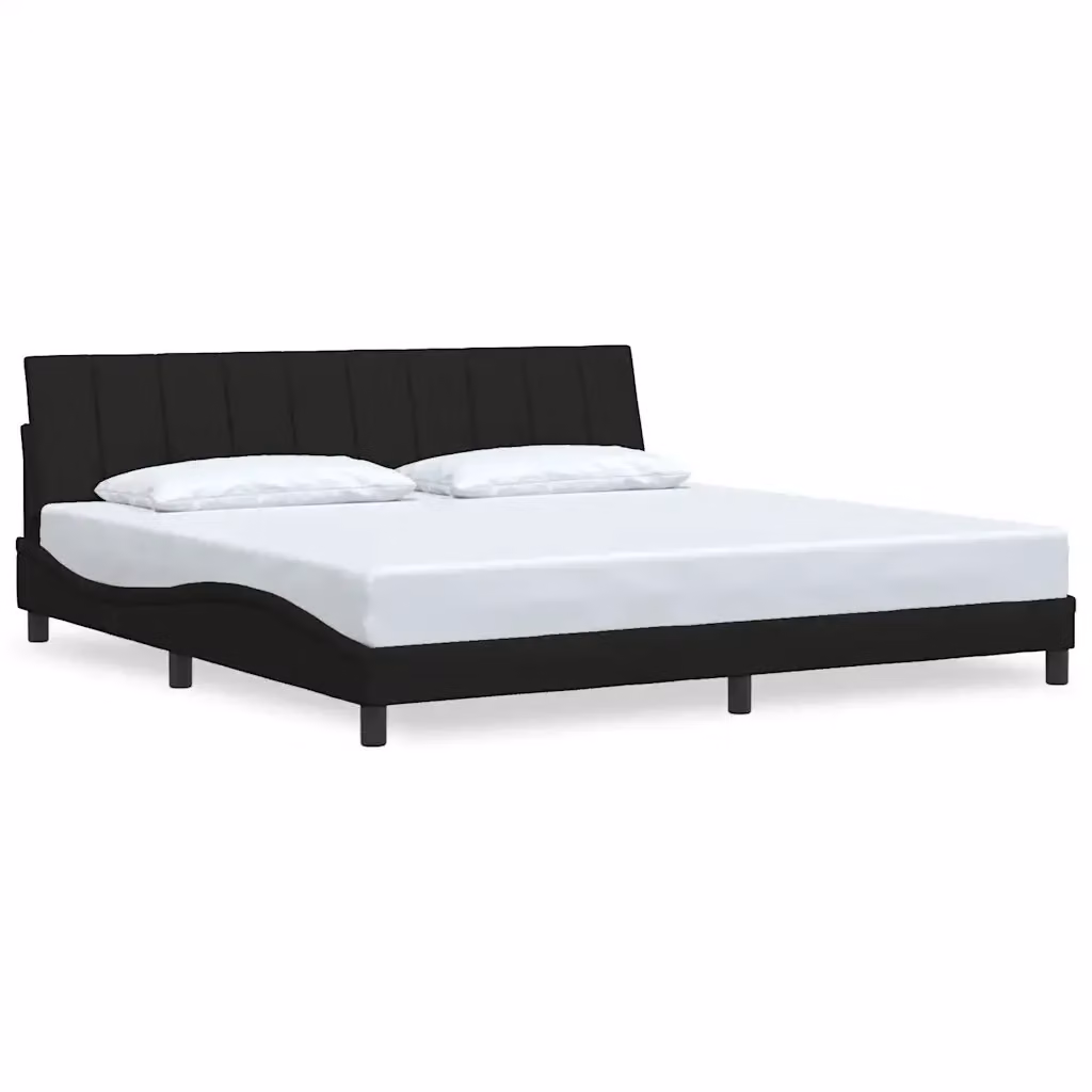 Giroletto Hanko vidaXL in tessuto nero con doghe in legno L/P: 200 x 200 cm – 2