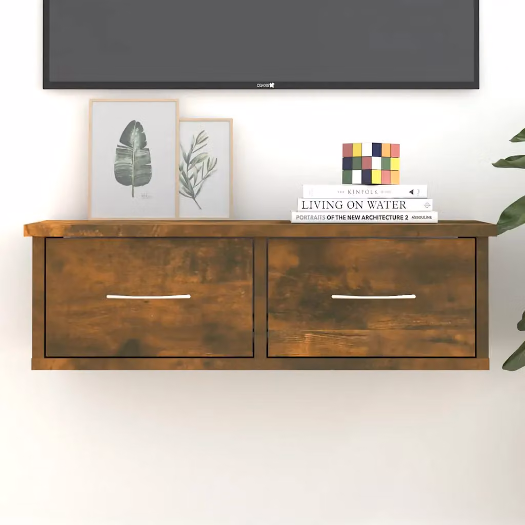 Armadietto da parete vidaXL in legno ingegnerizzato Rovere Fumo, Marrone, L 60 cm x P 26 cm x H 18,5 cm