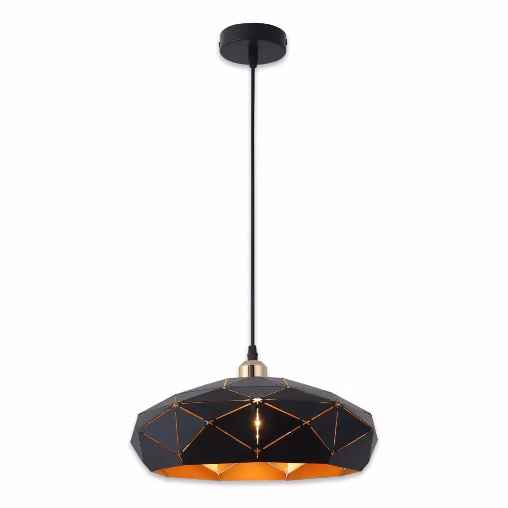 LÚZETE Lampada Sospesa Moderna Keshi Nera e Oro con Design Rotondo – 2