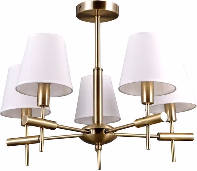 Lampadario a soffitto Italux Balter in metallo bianco e ottone con 5 luci E14 stile classico