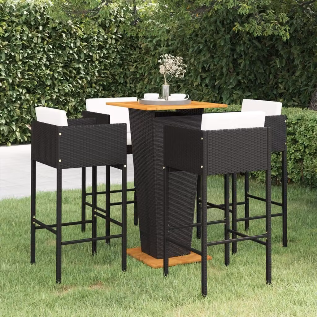 Maison Exclusive - Set da giardino da 5 pezzi con cuscini in polyrattan nero