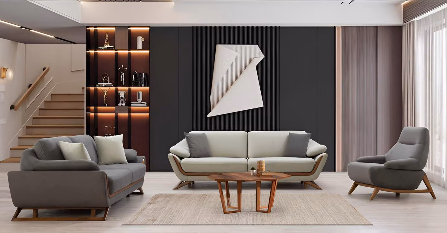 Stilvolles 3+3+1 Sitzer Sofa-Set mit elegantem Design und hochwertigem