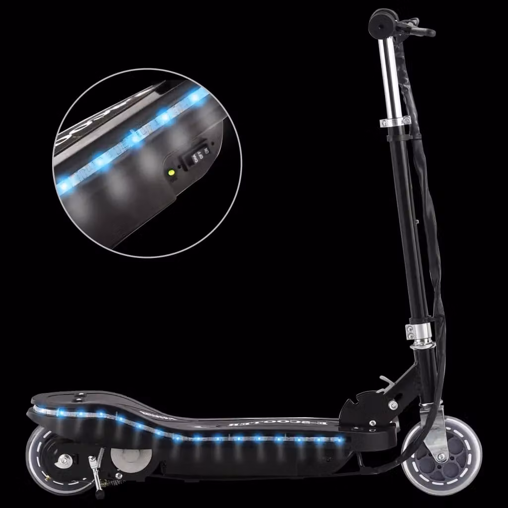 Monopattino elettrico pieghevole nero con luci a LED e batteria ricaricabile – 2
