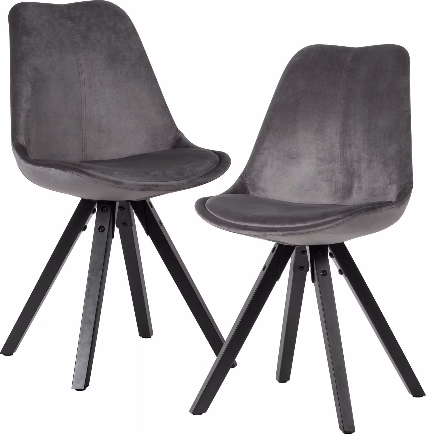 Set da pranzo morbido 2 senza braccioli in grigio scuro | Wohnling