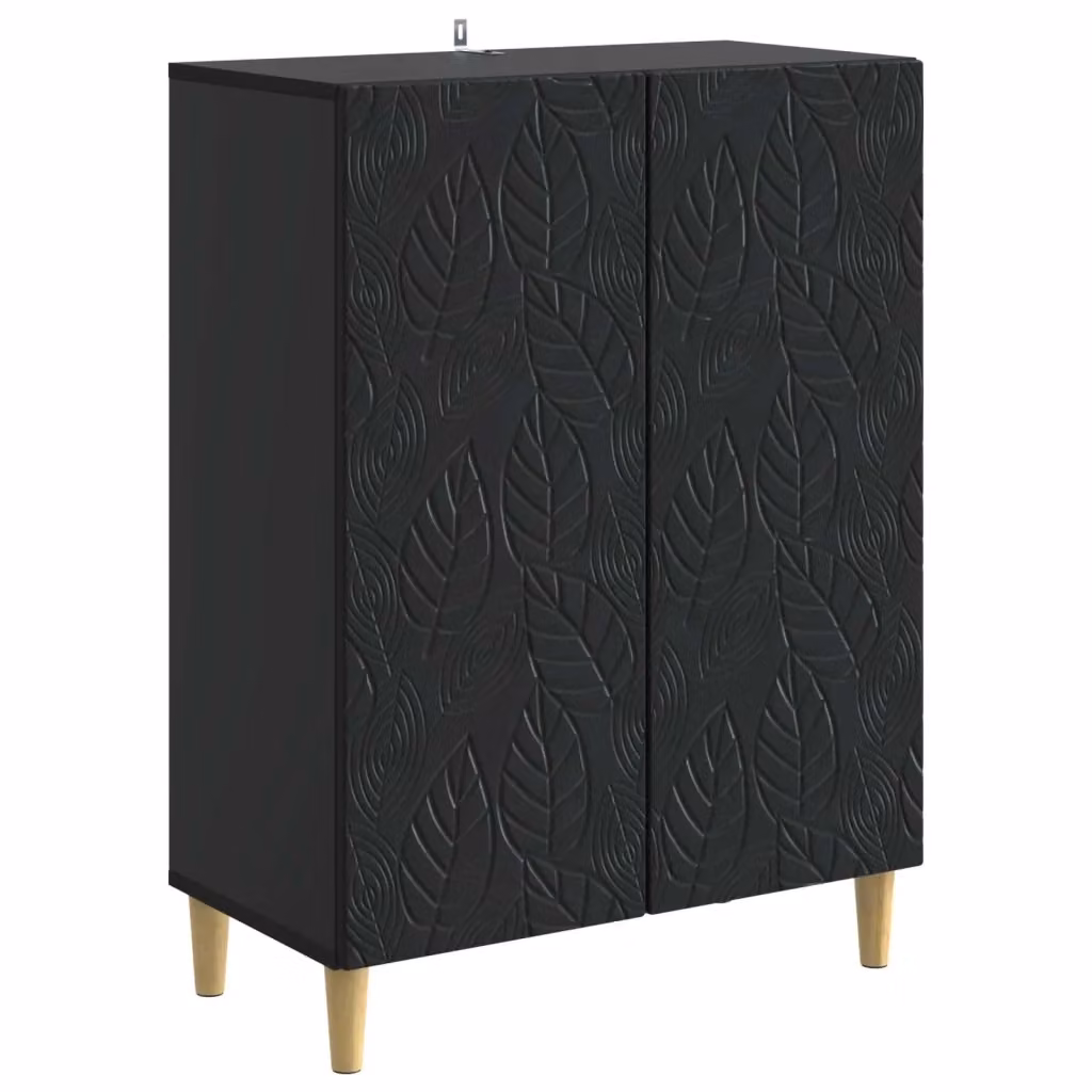 Credenza moderna nera in legno MDF per soggiorno e sala da pranzo, L: 66 cm, P: 34,5 cm, H: 90 cm – 2