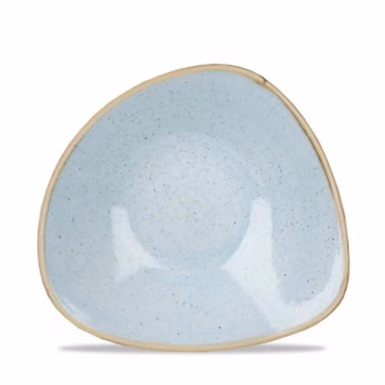 Piatto fondo triangolare in porcellana azzurro stone, diam. 24cm, 12 pezzi
