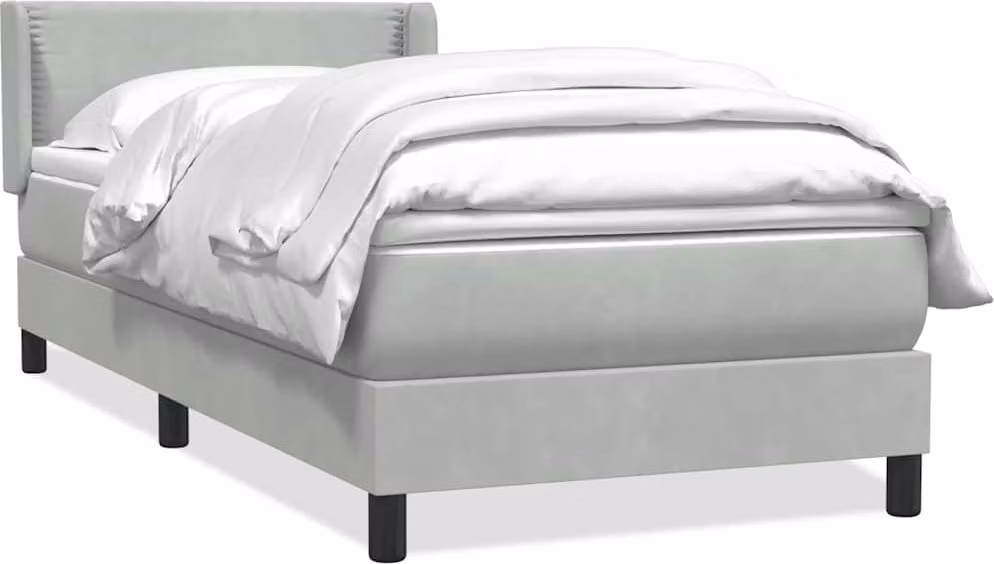Giroletto a Molle con Materasso Grigio Chiaro 80x210 cm Velluto