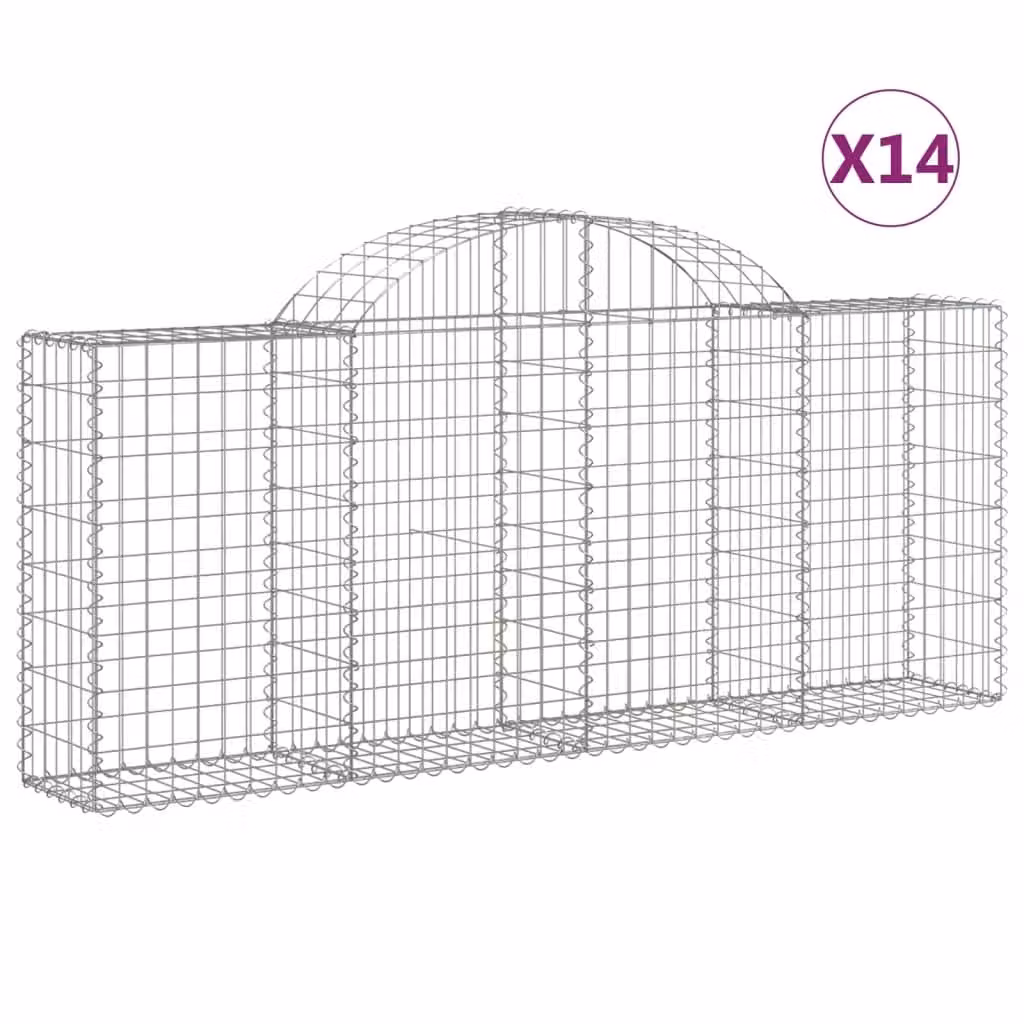 Cesti Gabbioni ad Arco 14 pz 200x30x80/100 cm Ferro Zincato