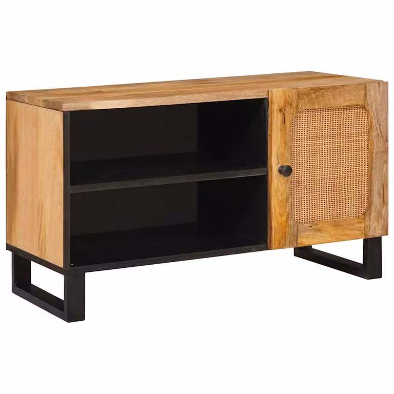 Mobile TV vidaXL moderno in legno di mango massello marrone L: 80 cm, P: 33 cm, H: 46 cm