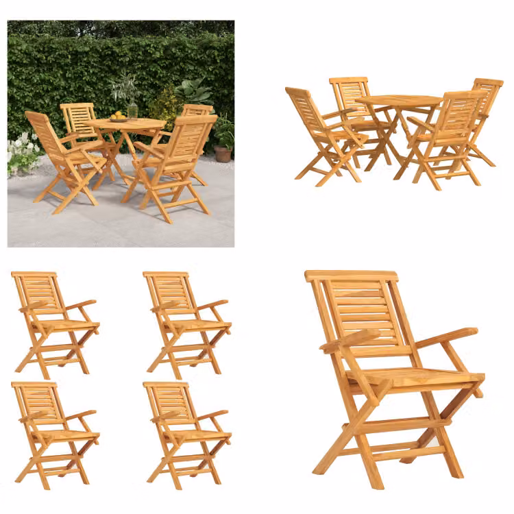 vidaXL Set da pranzo da giardino 5 pezzi in teak massiccio - Set da pranzo da giardino - Set da pranzo da giardino - Set da pranzo da esterno