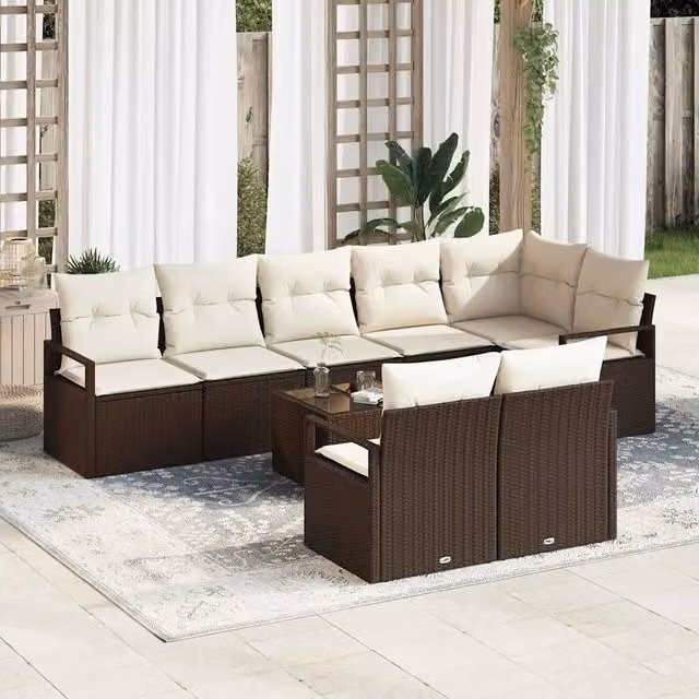 Set di divani 9 pz Marrone polyrattan 3346438