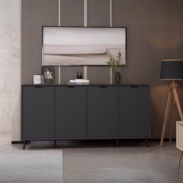 Madia Kale 4 ante antracite effetto cannettato 180x45x90H : Eleganza e Funzionalità