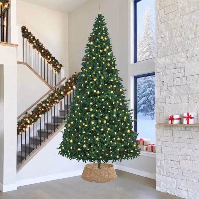 vidaXL Collare per Albero di Natale Rotondo Naturale 90 x 90 x 28 cm