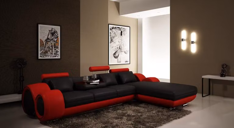 Patentiertes Design Ecksofa Sofa Couch Polster Leder Ecke Wohnlandschaft BERLINr
