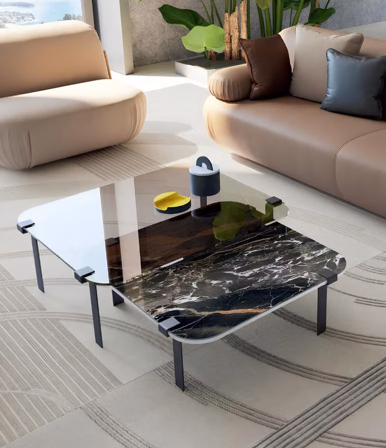 Couchtische Tisch Luxus Glas Tische Konsolen Design Italienische Möbel Set 2x