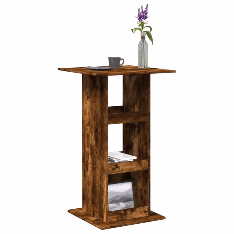 vidaXL Tavolo Bar con Portaoggetti in Rovere Fumo, Design Moderno, L/P/H: 60 x 60 x 102 cm