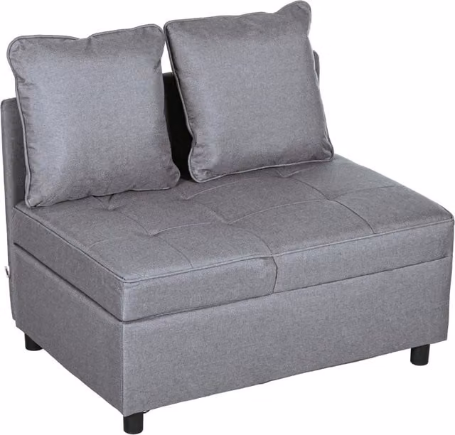 Poltrona Letto 3 in 1 con Schienale Reclinabile ¨C Zephmum ¨C Tessuto Grigio Scuro, Legno, 98x71x67 cm
