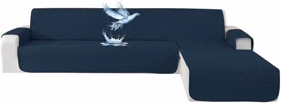 Cuscino per divano angolare Estella blu, impermeabile e reversibile in poliestere