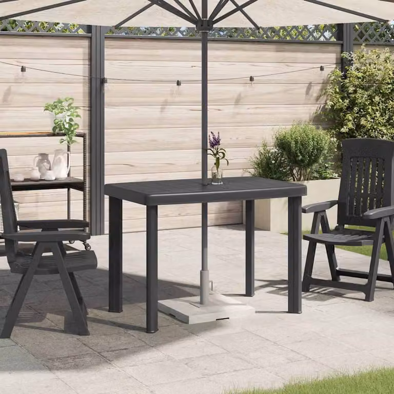 vidaXL Tavolo da giardino rettangolare in plastica antracite L: 101 cm, P: 68 cm, H: 72 cm