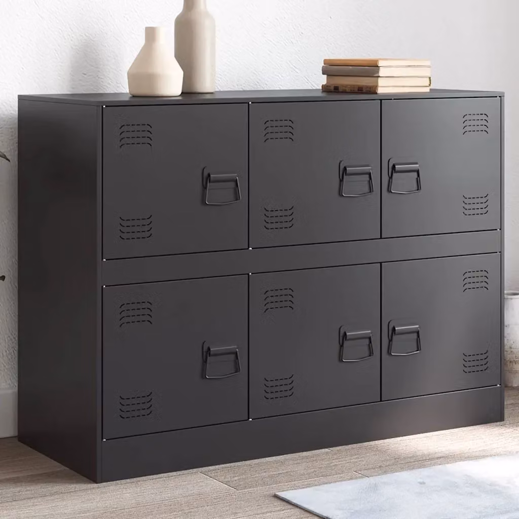 Credenza Buffet in Acciaio Nera con Finitura Opaca L: 99 cm, P: 39 cm, H: 73 cm – 2